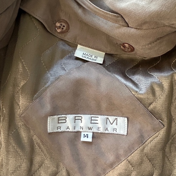 Vintage Brem Rainwear Taupe Tan Trench Raincoat w/ Button Liner - Picture 7 of 16